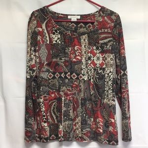 Liz Claiborne Scoop Neck Long Sleeve Shirt